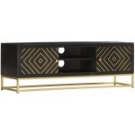 Meuble tv noir et dor - duokon - fas - bois massif - laqu - vintage