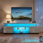 Meuble tv noir gris avec led contr�le par app meuble tv salon moderne avec rangement compartiments ouverts ...