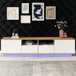 Meuble tv - oem - 180 cm - blanc - chêne - style industriel - 2 niches ouvertes Meuble tv - oem - 180 cm - blanc - chêne - style industriel - 2 niches ouvertes