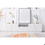 Meuble tv - pdzzzd - banc tv 4 portes - mdf blanc brillant - design moderne - 170 x 37 x 42 cm