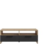Meuble tv pilvi - style contemporain - décor chêne et noir - 2 abattants + 2 niches - l 95 x p 36 x h ... Meuble tv pilvi - style contemporain - décor chêne et noir - 2 abattants + 2 niches - l 95 x p 36 x h ...