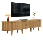 Meuble tv � portes coulissantes meuble tv support tv meuble tv bas espace de rangement multifonctionnel ...