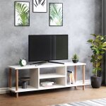 Meuble tv �r�sk�bing avec espace de rangement 43 x 120 x 29 cm blanc [en. casa]