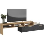 Meuble tv raw - dcor chne et steam black - 1 abattant + 1 tiroir - 4 modulations au choix - l250 x ...