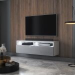 Meuble tv - rednaw - 100 cm - blanc mat / gris brillant - 2 niches ouvertes - avec tiroir - style moderne ... Meuble tv - rednaw - 100 cm - blanc mat / gris brillant - 2 niches ouvertes - avec tiroir - style moderne ...