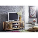Meuble tv avec roulettes - bois massif recycl laqu (multicolore) - inspiration ethnique - freezy #10 ...