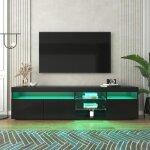 Meuble tv sam - autrement - noir mat - grande capacit de rangement - clairage led