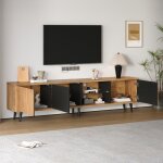Meuble tv de salon adapt� pour t�l�viseur 75 pouces 3 portes meuble t�l� 175�315�45 cm noir + naturel ...