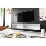 Meuble tv suspendu lowboard d - 180 cm - blanc - sans led - design contemporain et fonctionnel banc tv ...