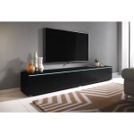 Meuble tv - lowboard d - 180 cm - noir graphite - avec led banc tv table tv meuble de salon