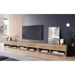 Meuble tv - lowboard a - 300 cm - chne kastan breslau - sans led banc tv table tv meuble de salon