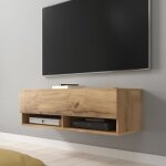 Meuble tv / meuble de salon - wander - 100 cm - effet chêne wotan - sans led - 2 niches ouvertes - style ... Meuble tv / meuble de salon - wander - 100 cm - effet chêne wotan - sans led - 2 niches ouvertes - style ...