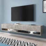 Meuble tv / meuble de salon - wander - 180 cm - béton - avec led - 2 niches ouvertes - style industriel ... Meuble tv / meuble de salon - wander - 180 cm - béton - avec led - 2 niches ouvertes - style industriel ...