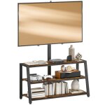 Meuble tv avec support - homcom - angle ajustable 35� - panneau de particules et acier - 108x41x135cm ...