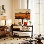 Meuble tv avec support pour t�l�viseurs de 32 - 70 pouces �tag�res ouvertes angle ajustable 35� 108x41x135cm ...