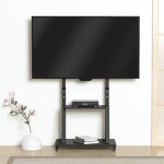Meuble tv sur pied pour crans de 32 - 100? support tv roulette hauteur rglable pied tv en verre tremp ...