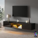 Meuble tv suspendu 160 cm avec �clairage led contr�le par appli meuble tv brillant avec rangement pour ...