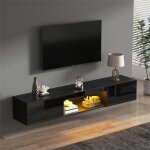 Meuble tv suspendu 160 cm avec �clairage led contr�le par appli table tv brillant avec rangement pour ...
