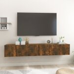 Meuble tv suspendu - alomejor - chne fum - 3 pcs - 60x30x30 cm - design contemporain