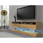 Meuble tv suspendu artisan - duo 160 cm - bois - contemporain Meuble tv suspendu artisan - duo 160 cm - bois - contemporain