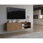 Portmore - meuble tv suspendu - effet bois - 150 cm - bois
