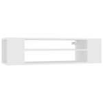 Meuble tv suspendu - blanc - 100x30x265 cm - bois d?ingnierie - 2 compartiments - durable