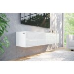 Meuble tv suspendu - marque - modèle - blanc - mat - bois - panneaux de particules Meuble tv suspendu - marque - modèle - blanc - mat - bois - panneaux de particules