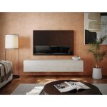 Meuble tv suspendu ou debout tv banc télé de salon 160 cm en chêne blanc mat Meuble tv suspendu ou debout tv banc télé de salon 160 cm en chêne blanc mat