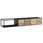Meuble tv suspendu finebuy - bois massif et métal - 150x25x35 cm - noir Meuble tv suspendu finebuy - bois massif et métal - 150x25x35 cm - noir