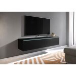 Meuble tv suspendu - lowboard d - 140 cm - noir graphite - design minimaliste - finition mat