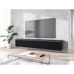 Meuble tv suspendu lowboard d 180 cm - noir chevrons - style chic sans led - parfait pour votre salon ...