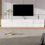 Meuble tv - moderne - blanc - 170 cm - suspendu ou vertical - 3 portes et 2 tiroirs