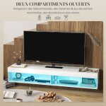 Meuble tv suspendu mural banc tv avec �clairage led pour t�l�viseurs jusqu� 75 pouces �tag�res 180l x ...