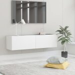 Meuble tv suspendu meuble tv de salon mural blanc 120x30x30 cm agglomr[78]