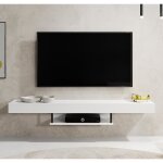 Meuble tv suspendu meuble tv de salon support pour téléviseur l 150 x p 296 x h 22 cm couleur blanc mat ... Meuble tv suspendu meuble tv de salon support pour téléviseur l 150 x p 296 x h 22 cm couleur blanc mat ...