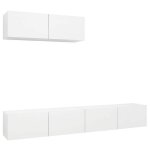 Meuble tv suspendu - vidaxl - blanc - bois ding�nierie - 100x30x30 cm - 3 pi�ces - capacit� de rangement ...