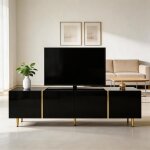 Meuble tv et table basse laqu� brillant noir moderne