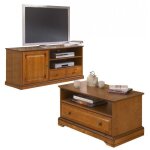 Meuble tv et table basse plaqus merisier - l 134. 9 x l 46. 5 x h 58. 7 cm