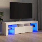 Meuble tv table tv contemporain - lumi�res led blanc 140x35x40 cm