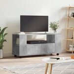 Meuble tv - the living store - gris béton - bois dingénierie - rangement pratique Meuble tv - the living store - gris béton - bois dingénierie - rangement pratique