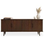 Meuble tv tivoli l 153 cm 4 portes en bois massif couleur noyer meuble t�l� avec rangement style vintage ...