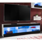 Banc tv tivoli rtv komodee - led bleues - noir et blanc - facades en mat - 140 x 41 x 35 cm