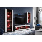 Meuble tv tivoli set medio komodee - led rgb - blanc mat et noir - façades en mat - 195x159x35 cm Meuble tv tivoli set medio komodee - led rgb - blanc mat et noir - façades en mat - 195x159x35 cm