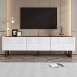 Meuble tv avec trois tiroirs - meuble tv bas - design classique noir et blanc - 170 x 35 x 47 cm design ...