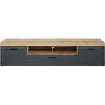 Meuble tv - tyler - urbain - en panneaux de particules - gris anthracite mat / chne miel - 230 x 52 ...