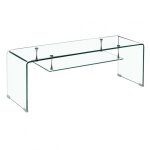 Meuble tv en verre transparent �tag�re suspendue style �pur�e - ice