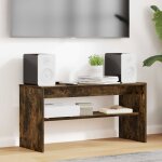 Meuble tv - vidaxl - console 80 x 30 x 40 cm - bois ding�nierie - ch�ne fum� - rangement avec �tag�res ...