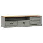 Meuble tv vigo gris 156x40x40 cm bois massif de pin Meuble tv vigo gris 156x40x40 cm bois massif de pin