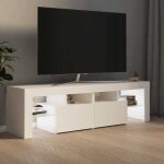 Meuble tv - vingvo - yin - led rvb - blanc laqu� - meuble tv avec lumi�res led blanc 140 x 365 x 40cm ...