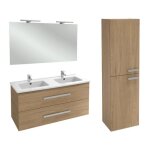 Meuble double vasque 120 cm jacob delafon ola up chne + colonne + miroir et spots